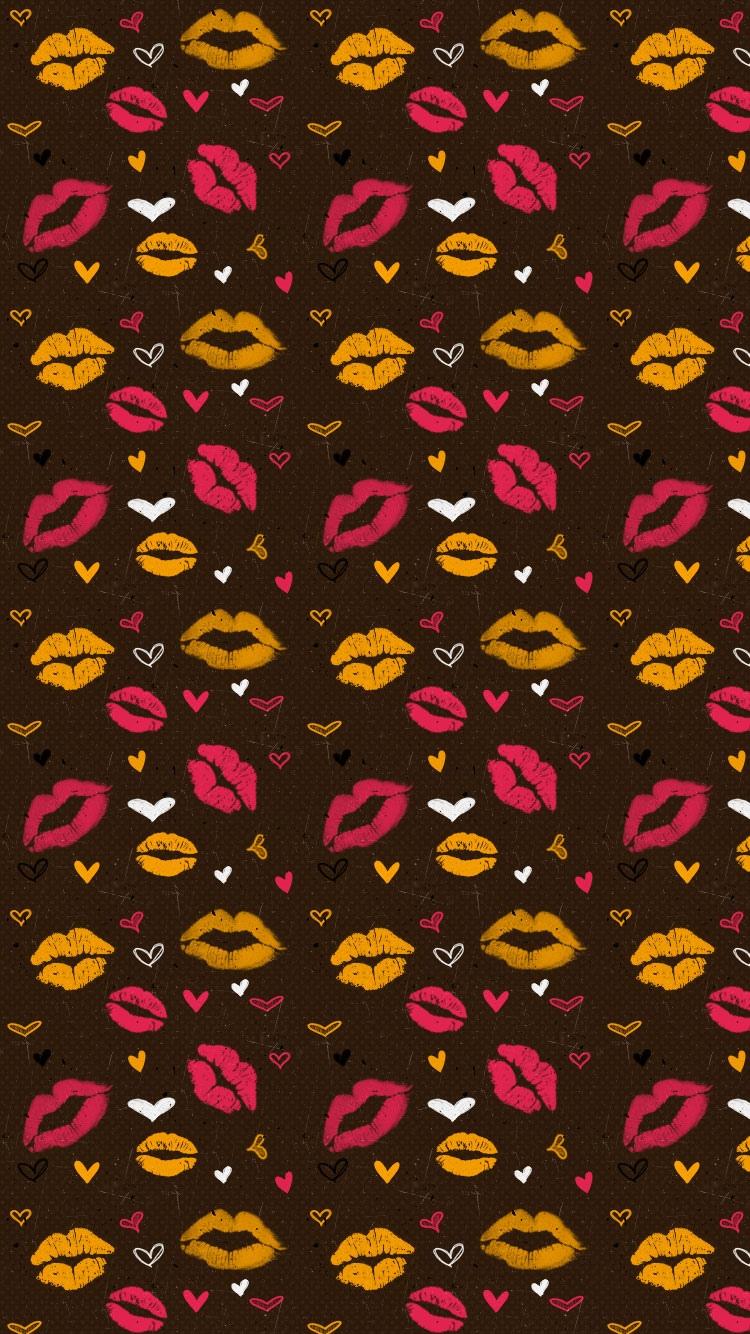 嘴唇吻情人节插画iPhone 6壁纸