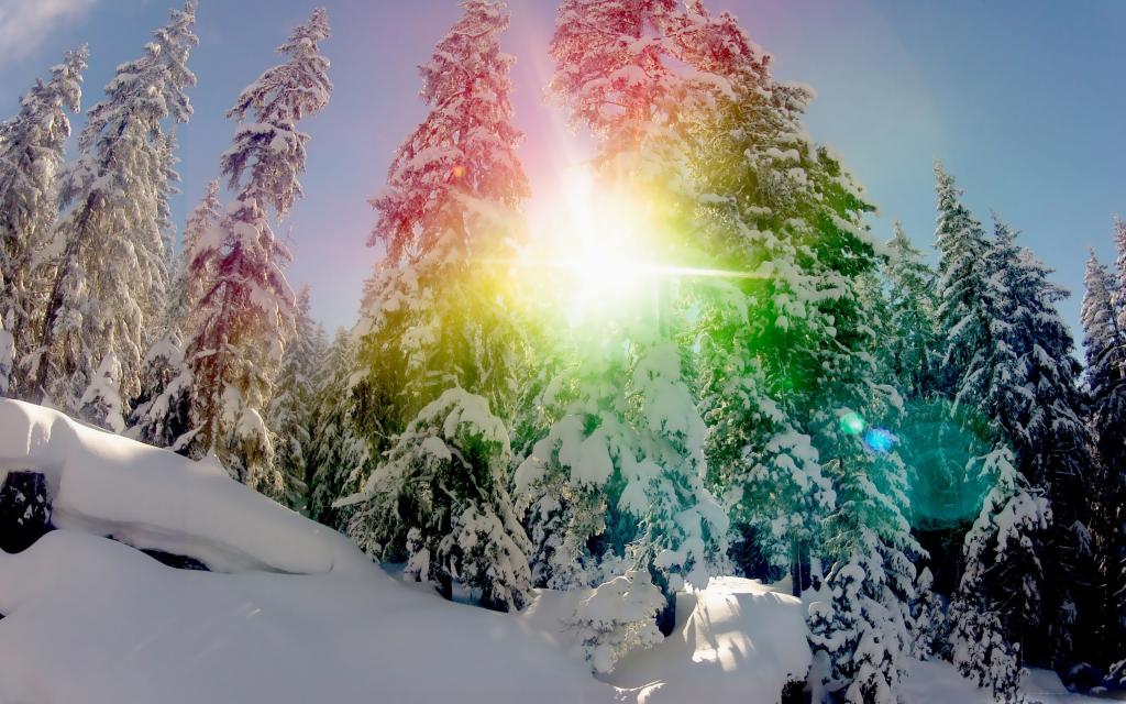 雪彩虹圈Mac壁纸