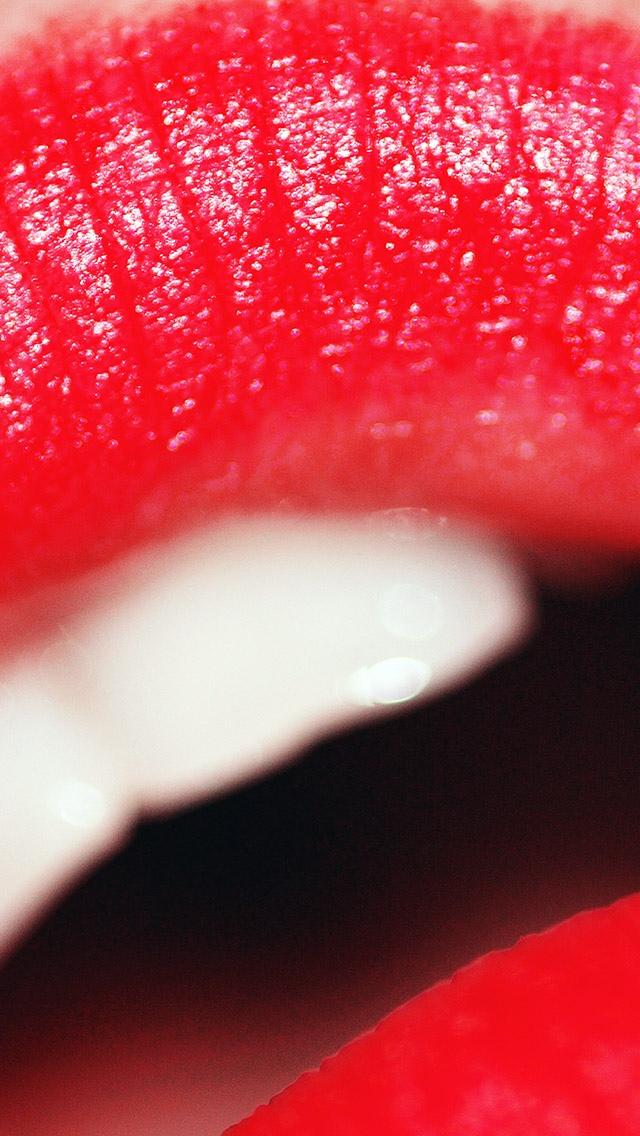 红色的嘴唇白色的牙齿关闭了iPhone 5壁纸