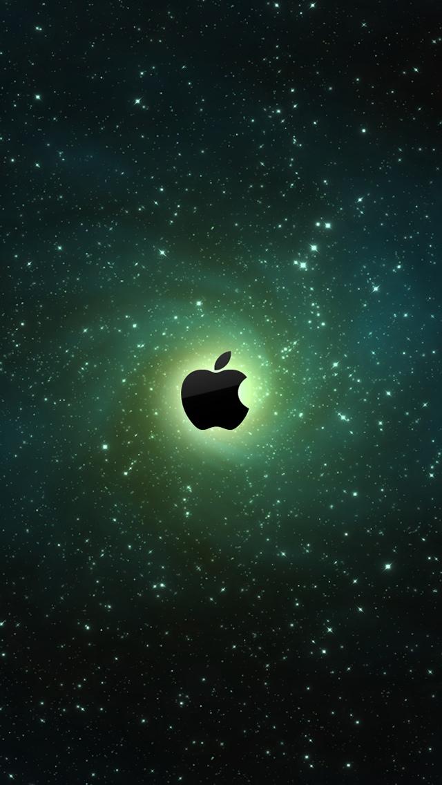 银河背景iPhone 5壁纸的苹果商标
