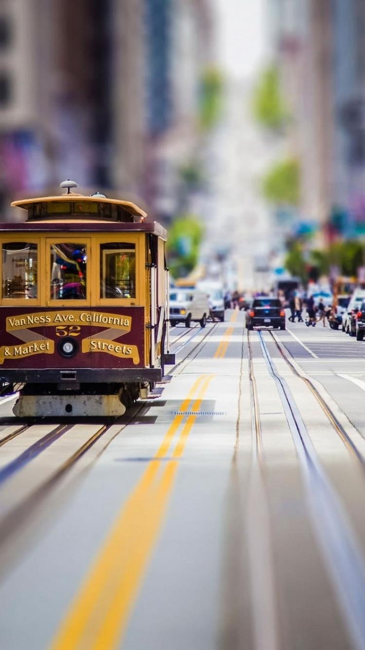旧金山复古电车倾斜移位iPhone 6壁纸