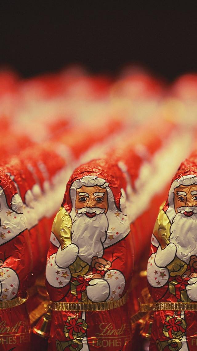 巧克力圣诞老人小雕像iPhone 5壁纸