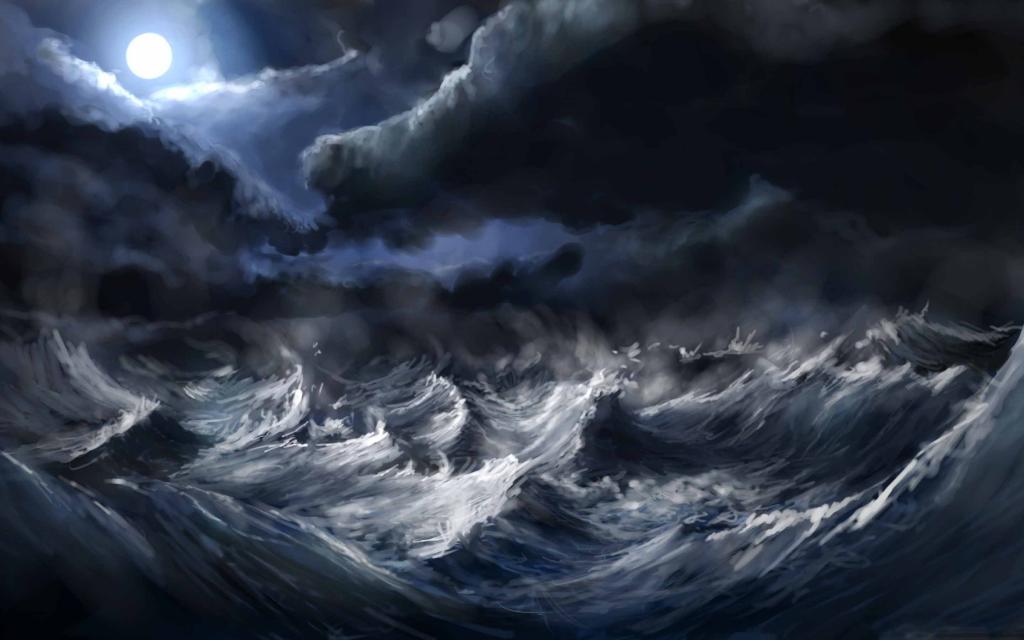 暴风雨的海上绘画的Mac壁纸