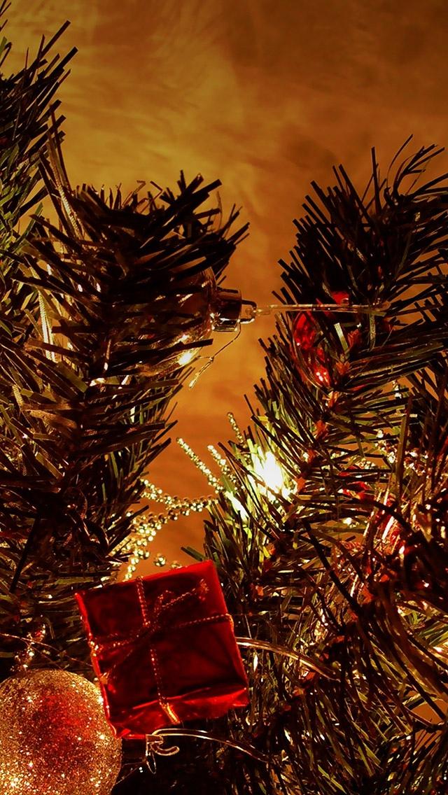 圣诞树枝礼品装饰品iPhone 5壁纸