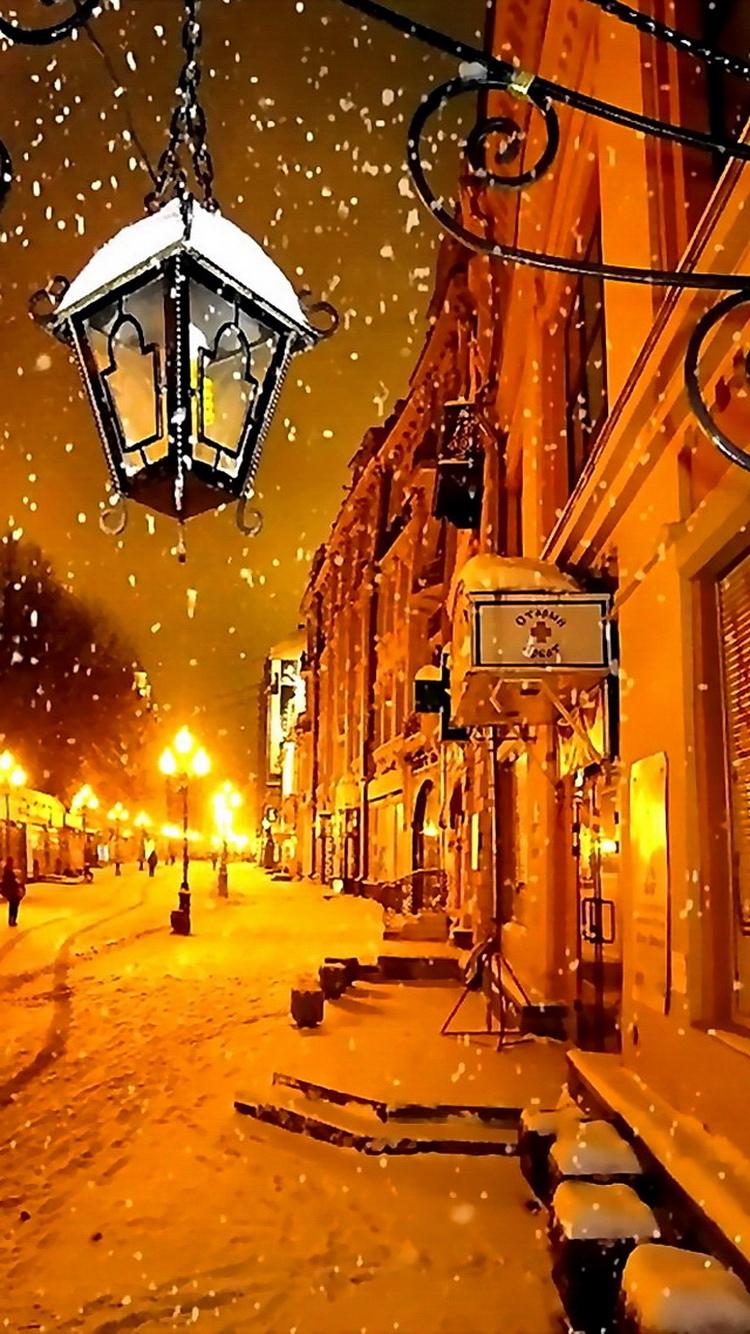 莫斯科冬天在晚上iPhone 6壁纸