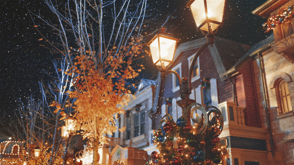 圣诞温馨浪漫雪夜街景
