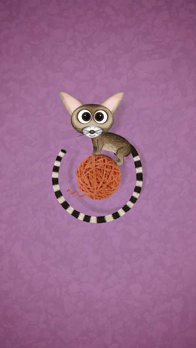 猫和羊毛球iPhone 5壁纸