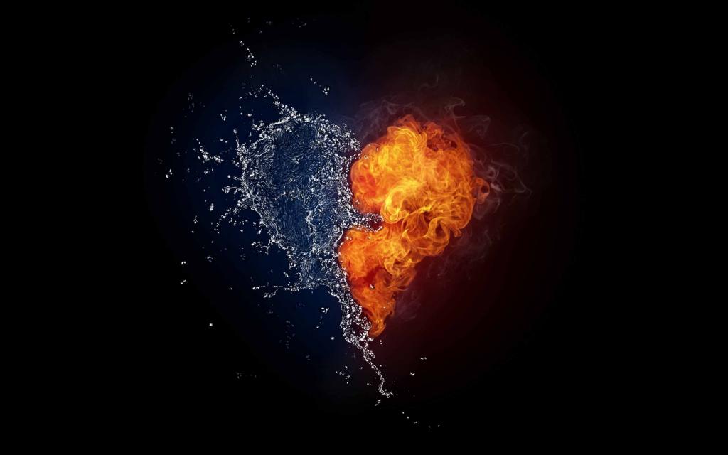 水和火焰的心Mac壁纸