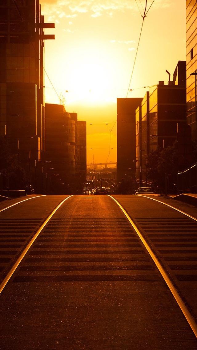 日落都市风景iPhone 5墙纸