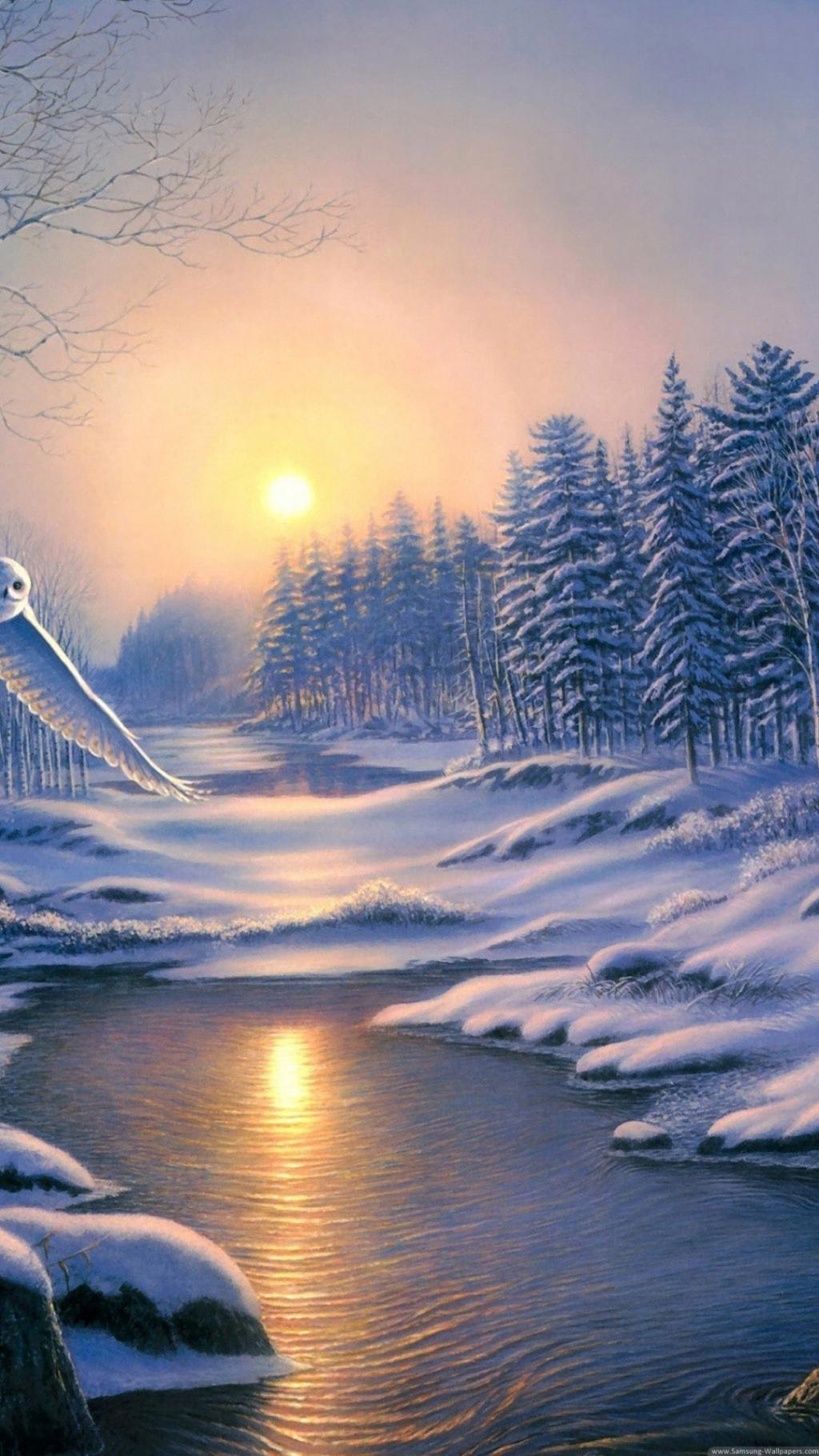 冬季风景画风景iPhone 6 Plus高清壁纸