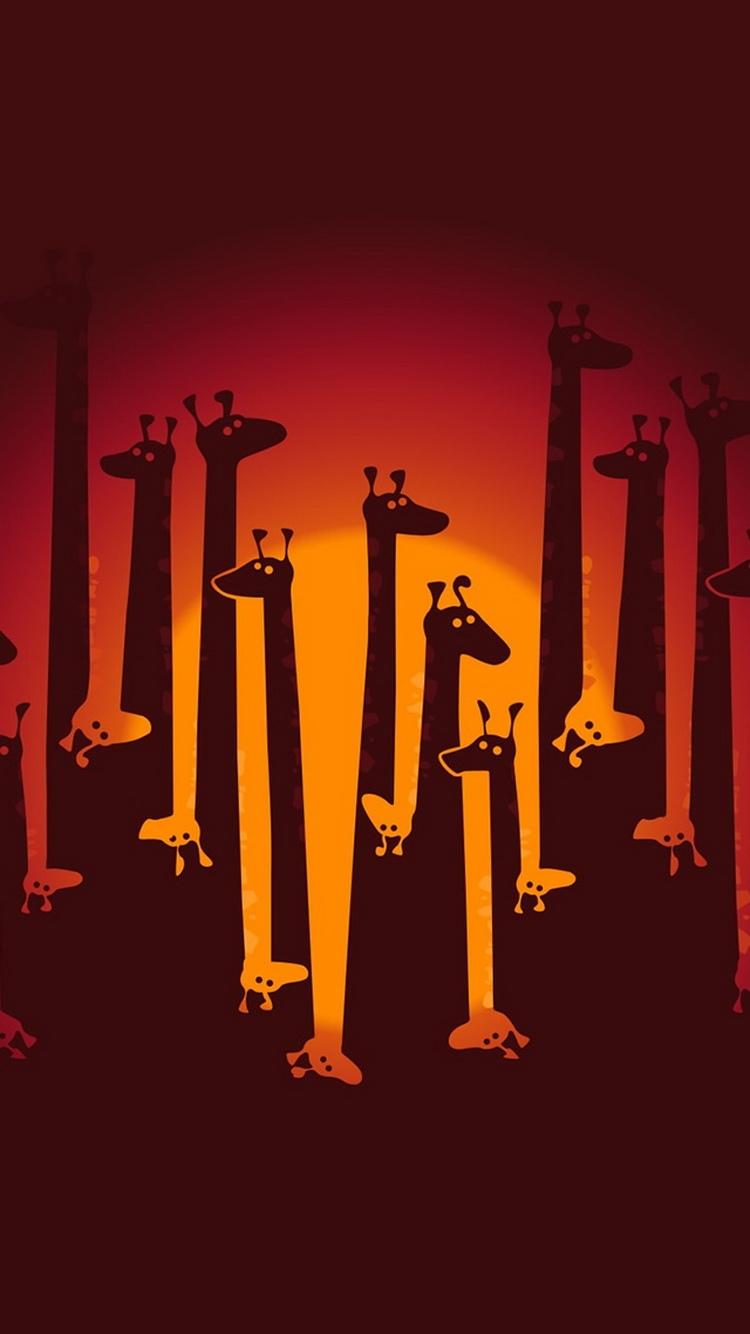 有趣的卡通长颈鹿头iPhone 6壁纸