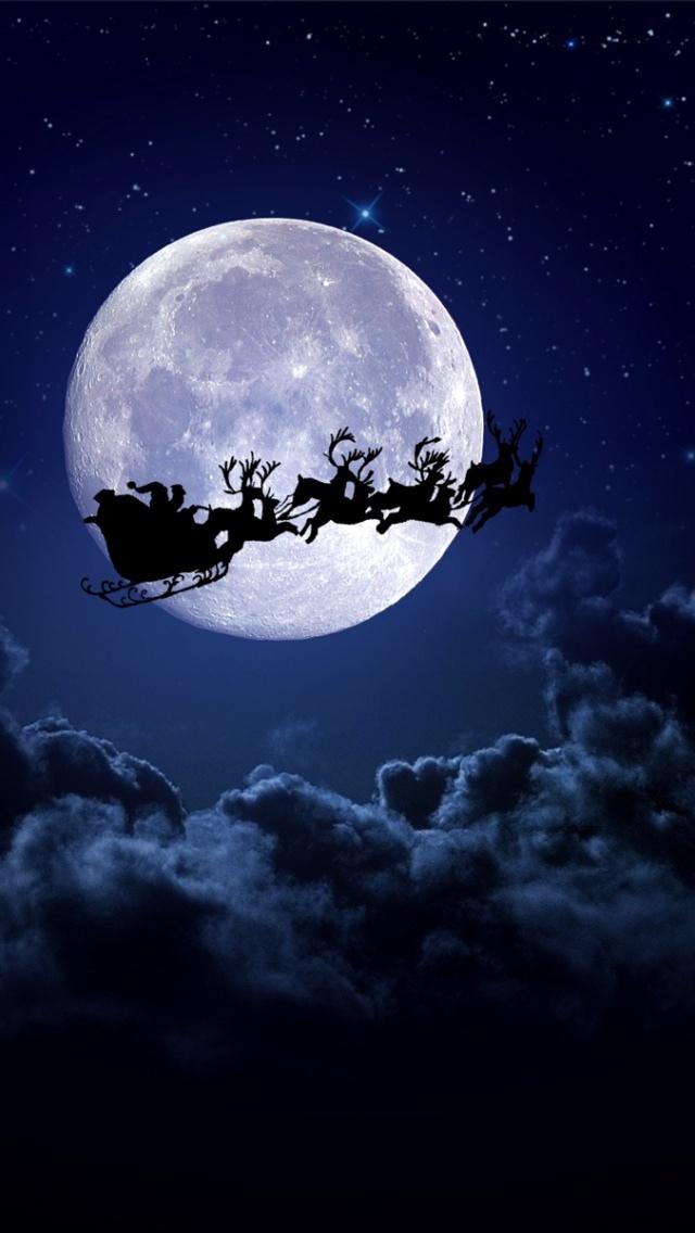 圣诞老人雪橇驯鹿iPhone 5壁纸