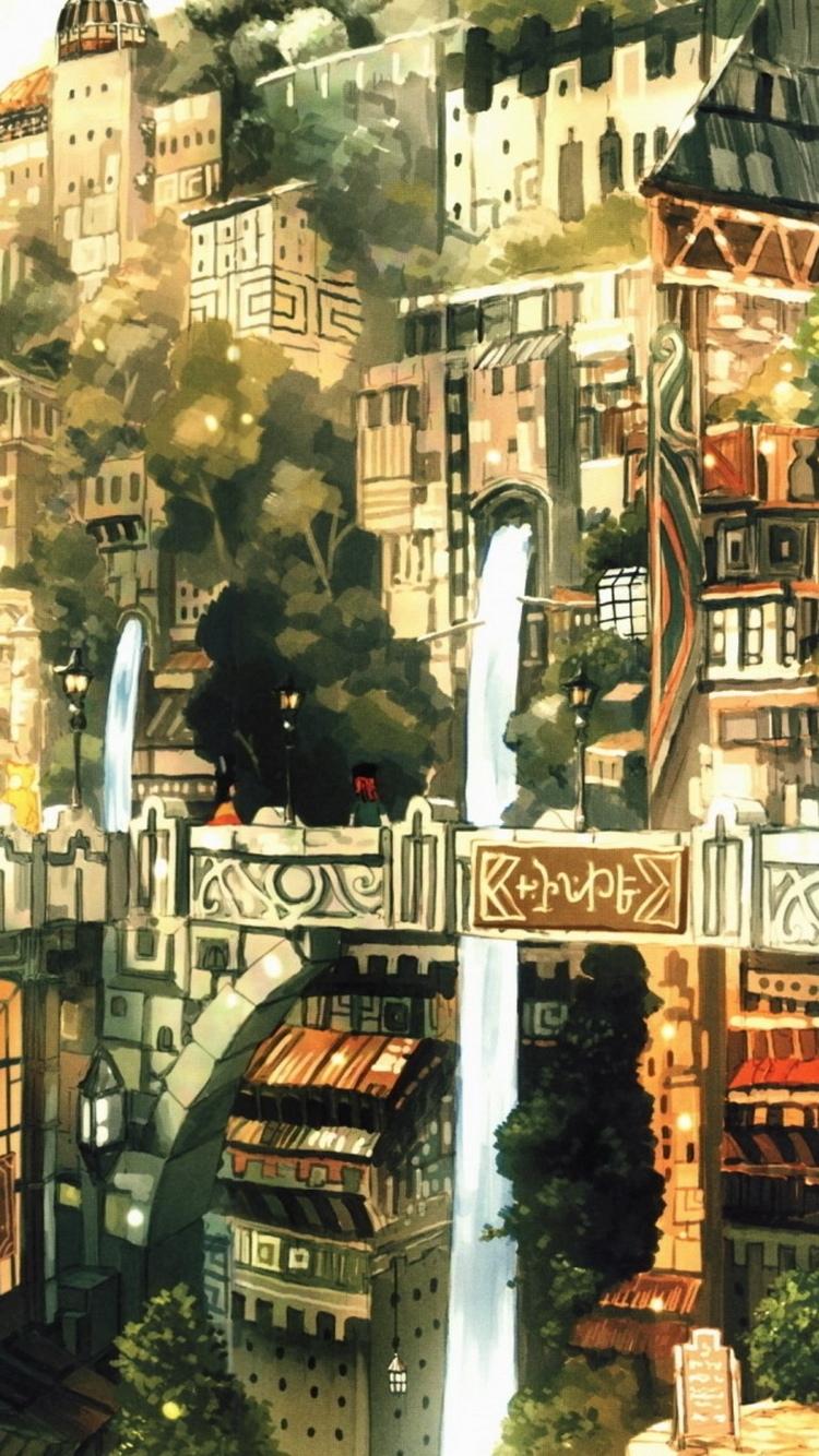动漫城市绘画iPhone 6壁纸