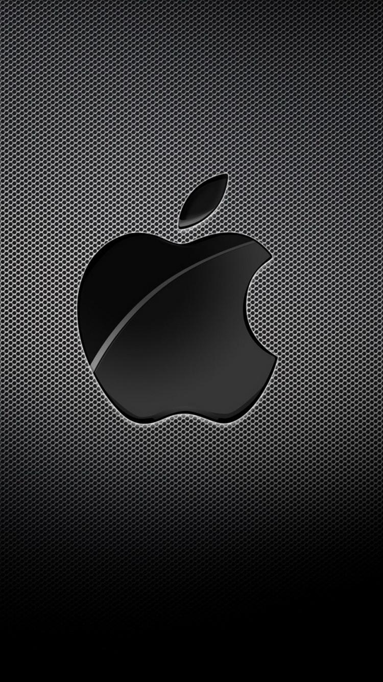 苹果徽标黑色网格背景iPhone 6壁纸