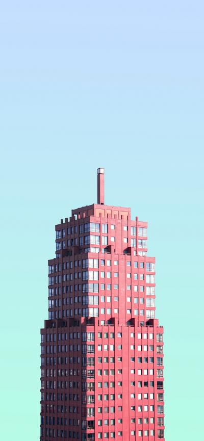 粉色大厦建筑风光图